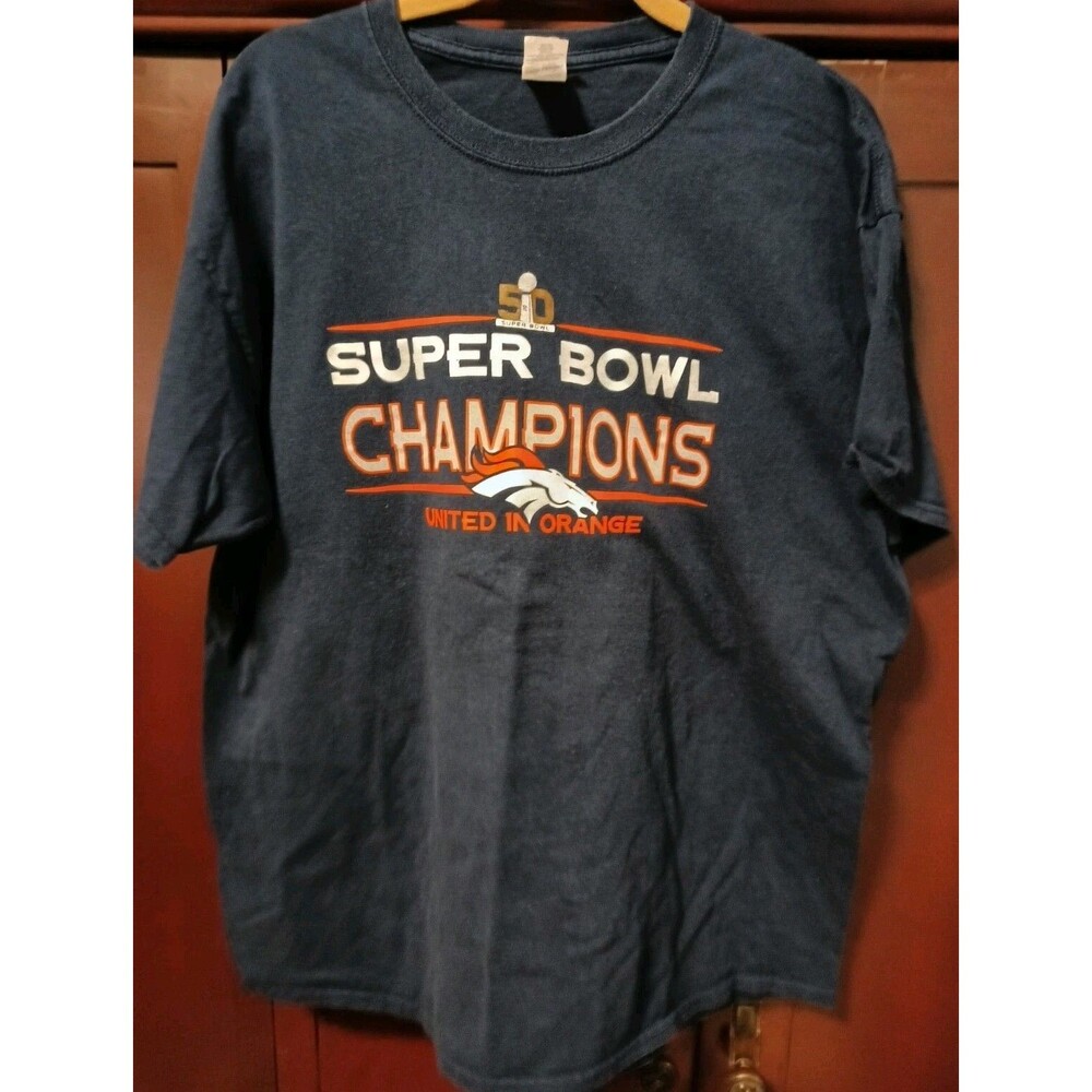 Denver Broncos NFL Gildan T-Shirt Super Bowl 50 Champions Sz XL UNITED IN ORANGE